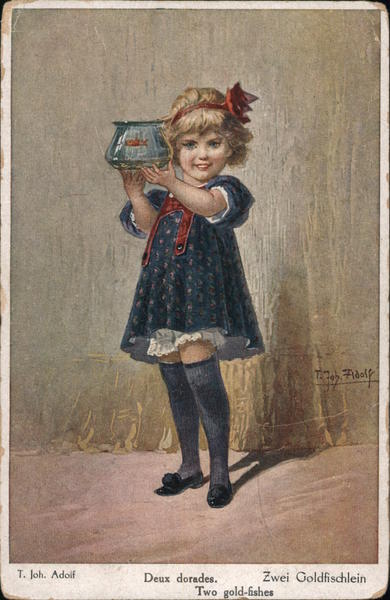 Two Gold-Fishes, T Joh. Adoif, Deux Dorades. Zwei Goldfishlein