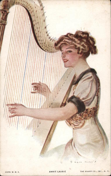 Annie Laurie Song Being Played on the Harp F. Earl Christy
