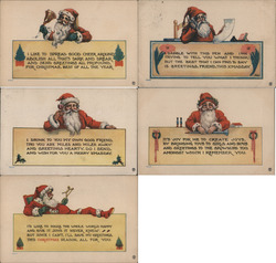 Set of 5: Santa Claus with Messages Postcard