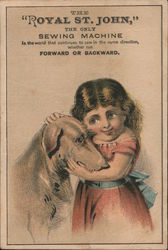 Girl and Dog - Royal St. John Sewing Machine Advertising Trade Card Trade Card Trade Card