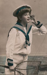 Young girl in sailor suit Postcard