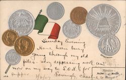 Mexican Coins and Flag Postcard