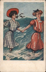 Women in Dresses Running in the Water F. Earl Christy Postcard Postcard Postcard