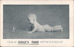 "If You Eat Ridge's Food, You'll Soon Be As Big As Me." Postcard