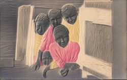 Embossed Picture of Black Children Postcard