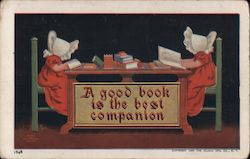 A good book is the best companion, Children Reading Postcard