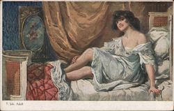 Woman in Nightclothes in Bed - Once More I Have Dreamt of You Women Postcard Postcard Postcard