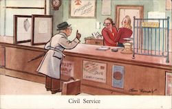 Civil Service - man at service counter Postcard