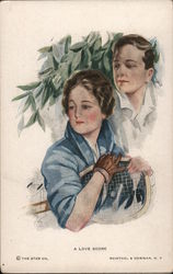 A Love Score, Couple with Tennis Racket Postcard