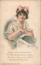 Woman Daydreaming about being a Man's Handkerchief Artist Signed Alice Luella Fidler Postcard Postcard Postcard
