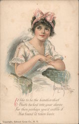 Woman Daydreaming about being a Man's Handkerchief Postcard