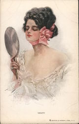 Woman Holding Mirror Postcard