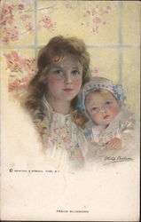 Peach Blossoms, Woman and a Baby Postcard