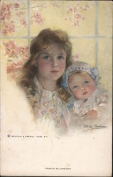 Peach Blossoms, Woman and a Baby Artist Signed Philip Boileau Postcard Postcard Postcard