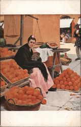 Woman with Baby Selling Oranges Postcard