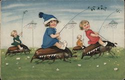 Children riding beetles - ca. 1931 Gravenhague, Netherlands Postcard Postcard Postcard