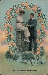 Oh You Money suckle Baby Postcard