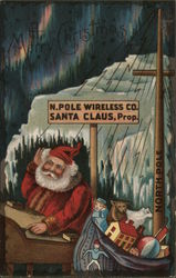 A Merry Christmas -- North Pole Wireless Company and Santa Postcard
