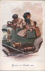 Yours in Haste, Couple Driving Postcard