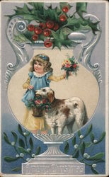 A Merry Christmas -- Child with Dog Postcard