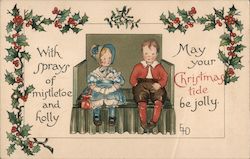 With Sprays of Mistletoe and Holly May Your Christmas Be Jolly Children Postcard Postcard Postcard