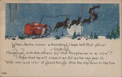 When Santa Comes A Knocking, I Hope He'll Find Your Stocking, Hanging With The Others By The Fireplace In A Row Postcard