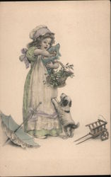 Dog Begging a Child for Food Postcard
