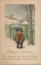 Merry Christmas -- Child in Snowy Scene Postcard