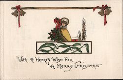 With a Hearty Wish for A Merry Christmas Postcard