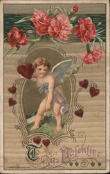 To My Valentine -- Cupid Holding Heart Postcard