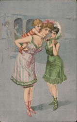 Woman in Dresses and Carrying a Child Postcard