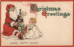 Christmas Greetings Dandy Santy Claus Postcard