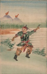 Chinese Man Points the Way - Stamp Montage Postcard