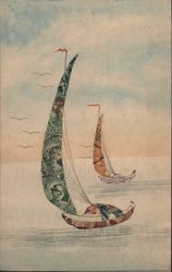Boats by from Chinese Stamps Postcard