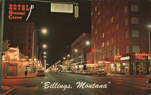 Night Scene 1st Avenue North Billings Montana