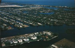 Airview of Islands and Waterways - Venice of America Postcard