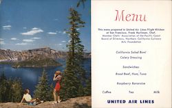 United Airlines Menu - Crater Lake Aircraft Postcard Postcard Postcard