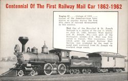Centennial of the First Railway Mail Car 1862-1962 Trains, Railroad Postcard Postcard Postcard