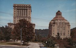 Looking Across the Plaza Showing Buncombe County Court House and City Hall Postcard