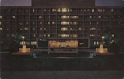 Lighted Fountain Pool, Methodist Evangelical Hospital Inc. Postcard