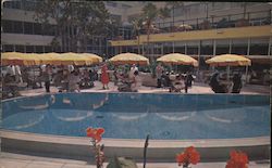 Patio and Pool at Hotel Statler Postcard