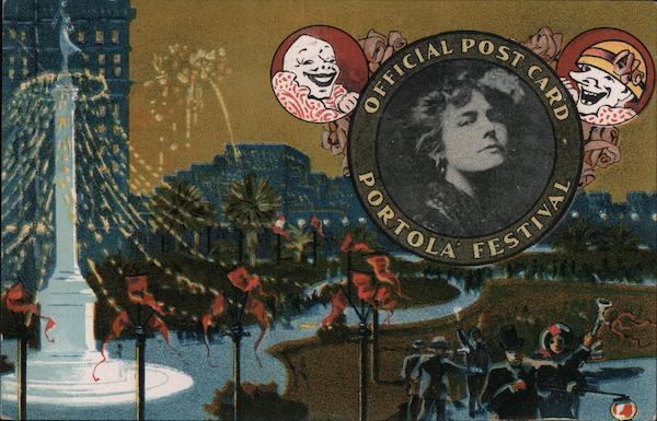 View of Union Square, Illuminated at Night for the Portola Festival, 1909 San Francisco California