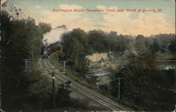 Burlington Route Passenger Train Just North of Quincy Illinois