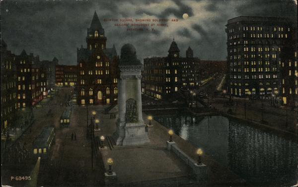 Clinton Square, Showing Soldiers' and Sailors' Monument at Night Syracuse New York