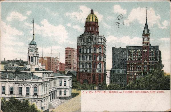 City Hall, World and Tribune Buildings New York
