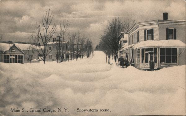Main St., Snow Storm Scene Grand Gorge New York