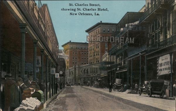 St. Charles Street Showing St. Charles Hotel New Orleans Louisiana