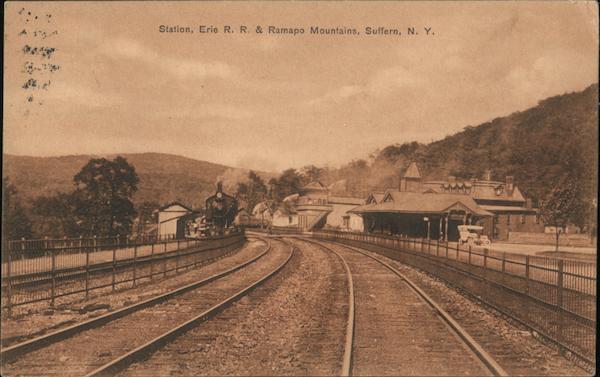 Erie Railroad Station & Ramapo Mountains Suffern New York