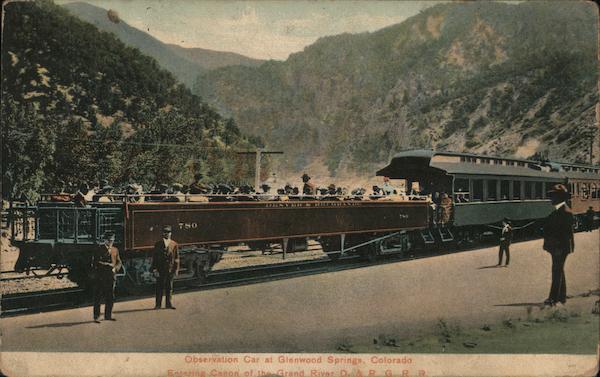 Observation Car Entering Canon of the Grand River, Denver & Rio Grande Railway Glenwood Springs Colorado