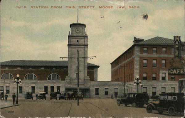 Canadian Pacific Railway Station from Main Street Moose Jaw SK Canada